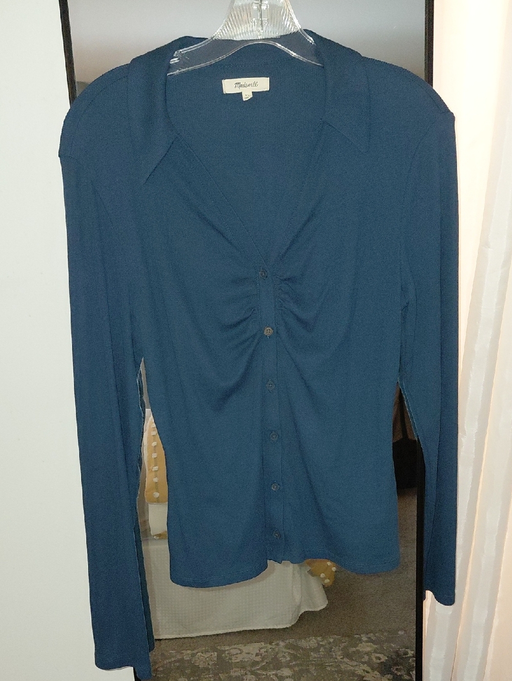 Madewell Teal Button-Front Long Sleeve Shirt